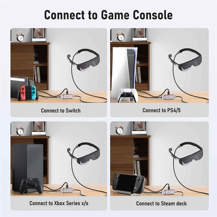 LEMORELE LD48L Type-C Video Capture Adapter 4K 60Hz HD Converter for Switch PS5 Steam Deck Gaming AR Glasses - Silver Grey - 5