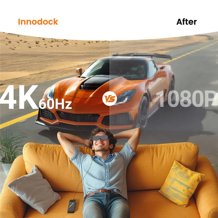 LEMORELE HD200 HD to USB-C Adapter Built-in 5000mAh Battery 4K / 60Hz Converter for Fire TV Stick Compatible with AR Glasses / USB-C Monitors - Black - 3