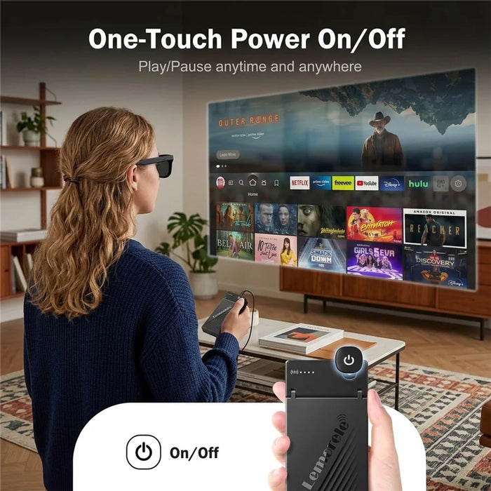 LEMORELE HD200 HD to USB-C Adapter Built-in 5000mAh Battery 4K / 60Hz Converter for Fire TV Stick Compatible with AR Glasses / USB-C Monitors - Black - 4