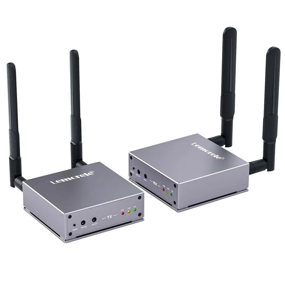 LEMORELE R15 Wireless HD Transmitter  /  Receiver Kit 5G / 2.4G Dual Band 4K Zero Delay Screen Mirroring HD Adapter for Gaming Meeting - Grey  /  Silver - 1
