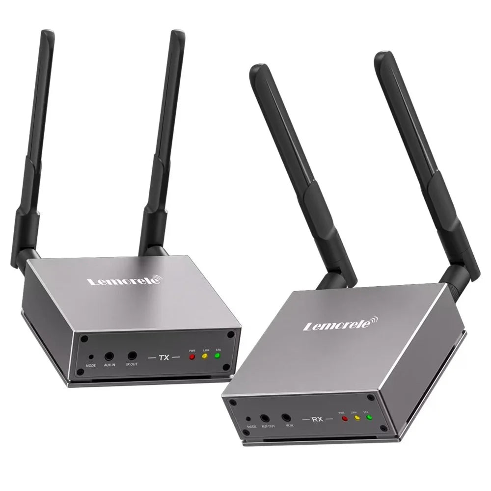 LEMORELE R15 Wireless HD Transmitter  /  Receiver Kit 5G / 2.4G Dual Band 4K Zero Delay Screen Mirroring HD Adapter for Gaming Meeting - Grey  /  Silver - 2