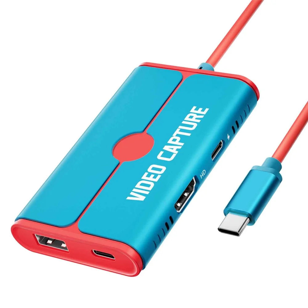 LEMORELE AC08 Video Capture Card HD 1080P 60Hz USB-C to HD Gaming Recorder Adapter with USB-A Port - Blue - 1