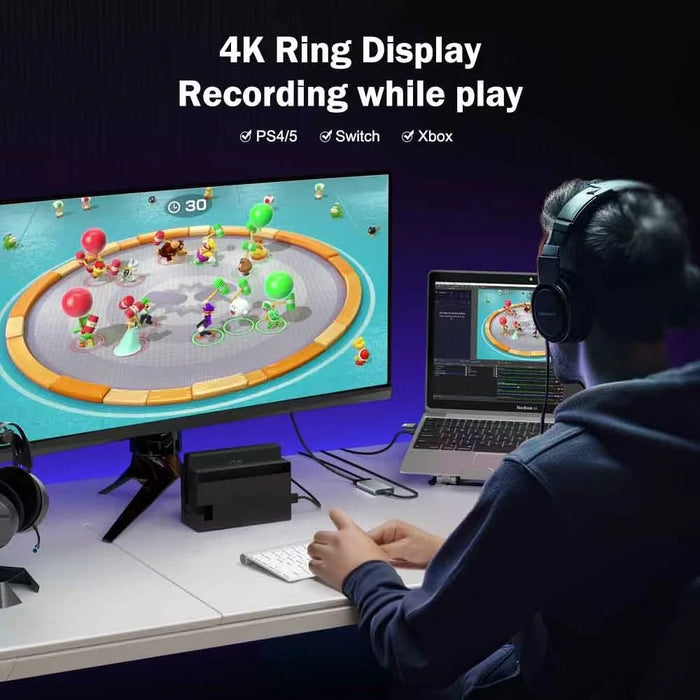 LEMORELE AC06 HD Video Capture Card 4K 30Hz HD Loop Out Gaming Streaming Recording Adapter for Camera Conference - Grey  /  Silver - 4