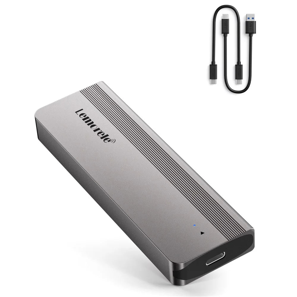 LEMORELE SD2L M.2 NVMe SATA SSD Enclosure 10Gbps USB3.2 Gen2 Tool-Free Aluminum Alloy Hard Drive Case - Black - 1