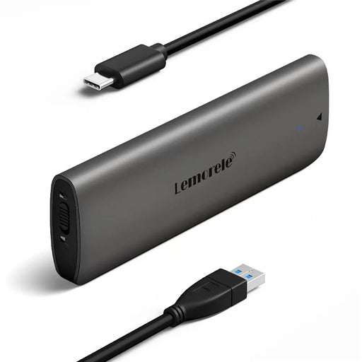 LEMORELE SD1L M.2 NVMe SATA Dual Protocol SSD Enclosure 10Gbps USB3.1 Gen2 Aluminum Alloy Portable Hard Drive Case - Black - 1