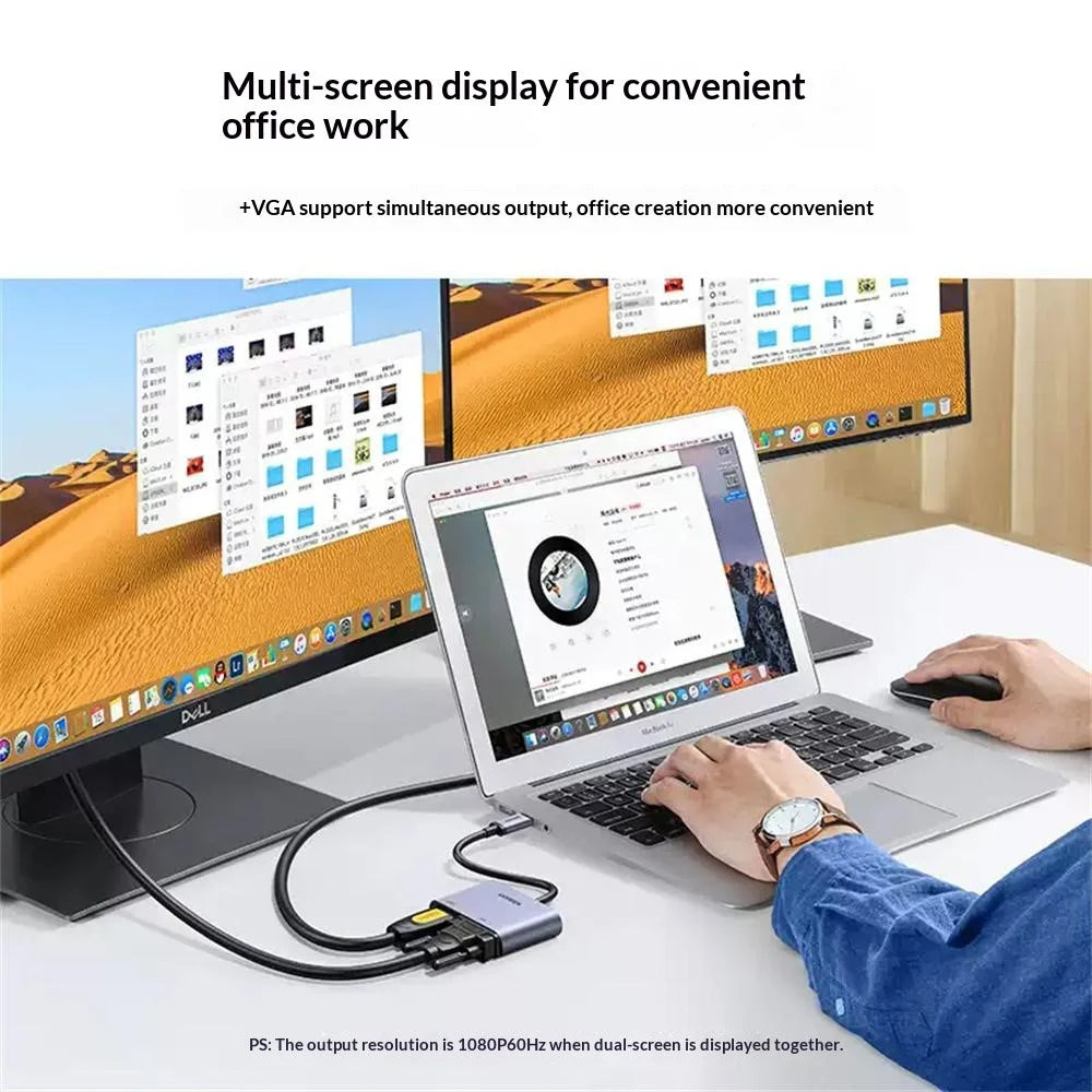 UGREEN 50505 4 in 1 Hub USB-C to 4K / 30Hz HD VGA USB 3.0 PD 100W Fast Charging Adapter - 4