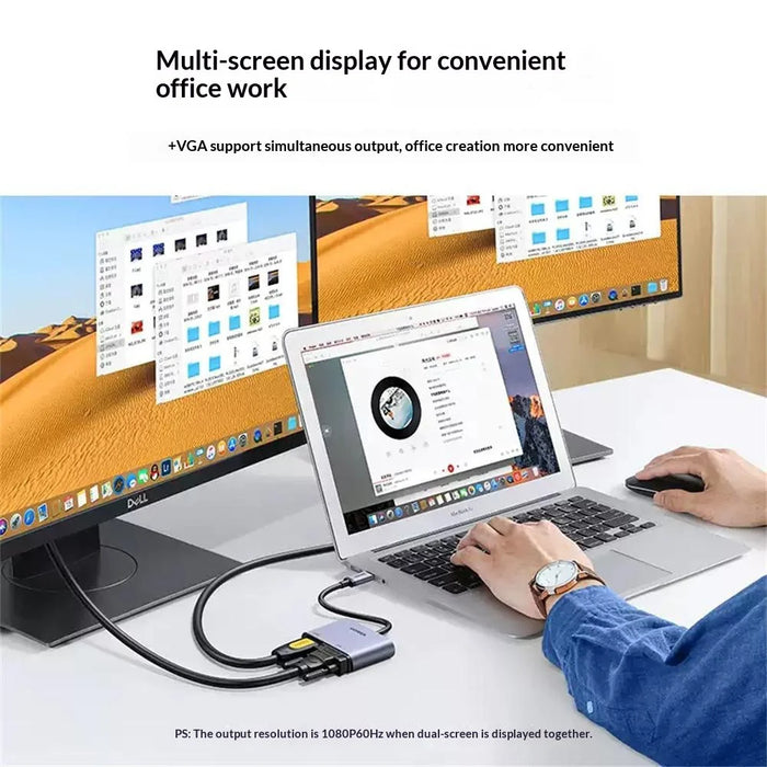 UGREEN 50505 4 in 1 Hub USB-C to 4K / 30Hz HD VGA USB 3.0 PD 100W Fast Charging Adapter - 4