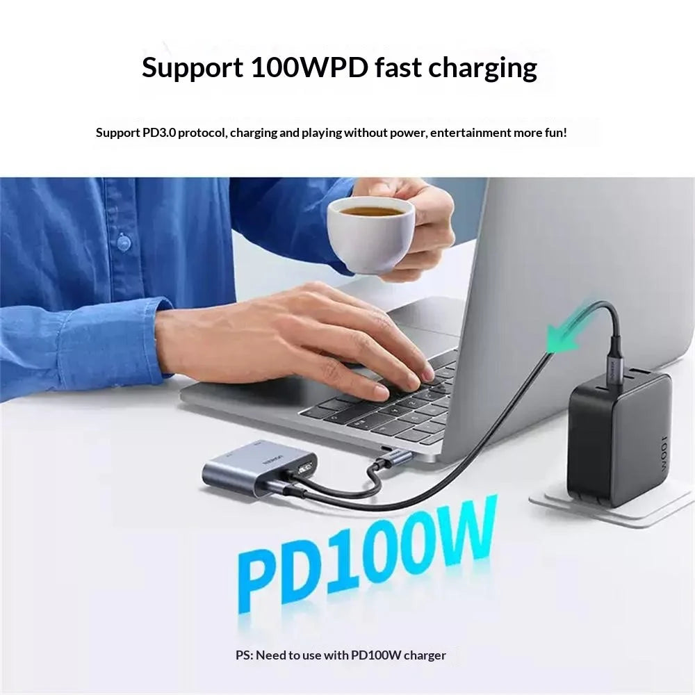 UGREEN 50505 4 in 1 Hub USB-C to 4K / 30Hz HD VGA USB 3.0 PD 100W Fast Charging Adapter - 6
