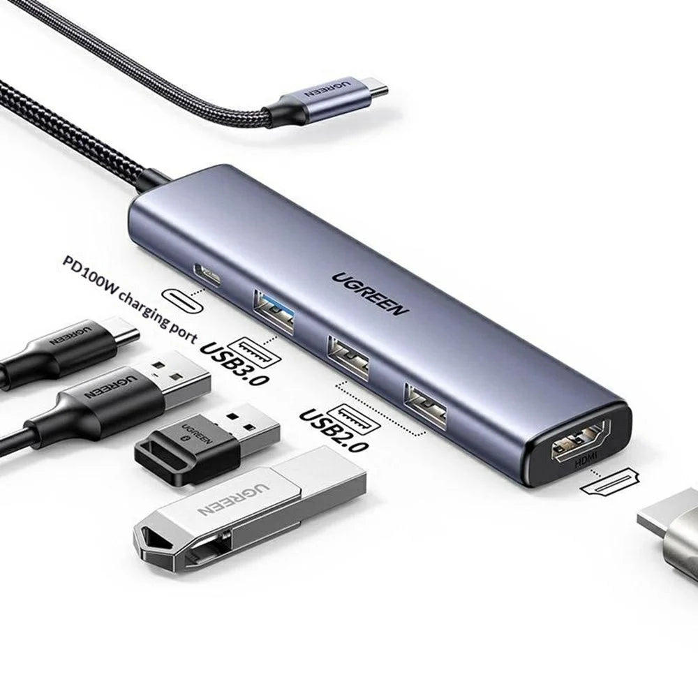 UGREEN CM478-15495 5 in 1 Type-C Docking Station 4K / 30Hz HD USB 3.0 PD 100W Charging Hub for MacBook - 2