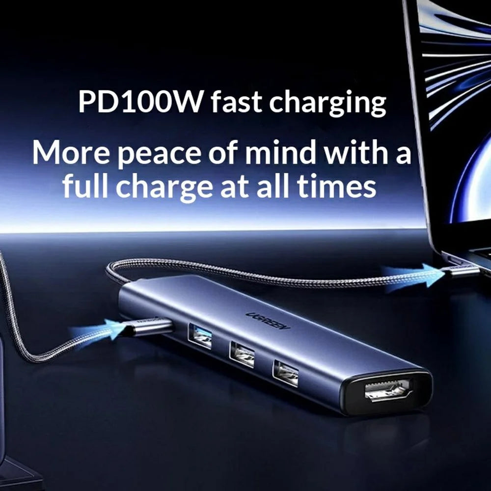 UGREEN CM478-15495 5 in 1 Type-C Docking Station 4K / 30Hz HD USB 3.0 PD 100W Charging Hub for MacBook - 5
