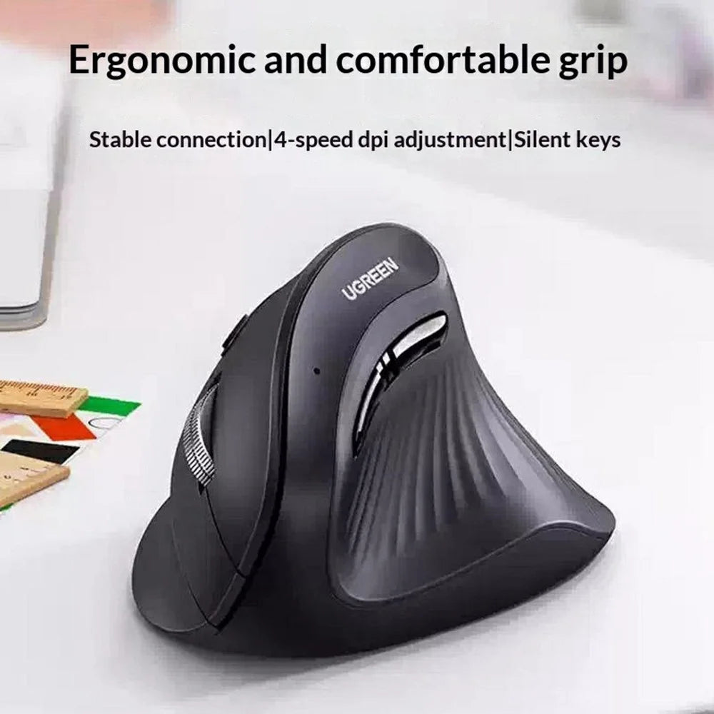 UGREEN MU008 45388 Vertical Ergonomic Mouse Bluetooth-compatible / 2.4G Dual Mode 4000DPI Wireless Mouse - Black - 2