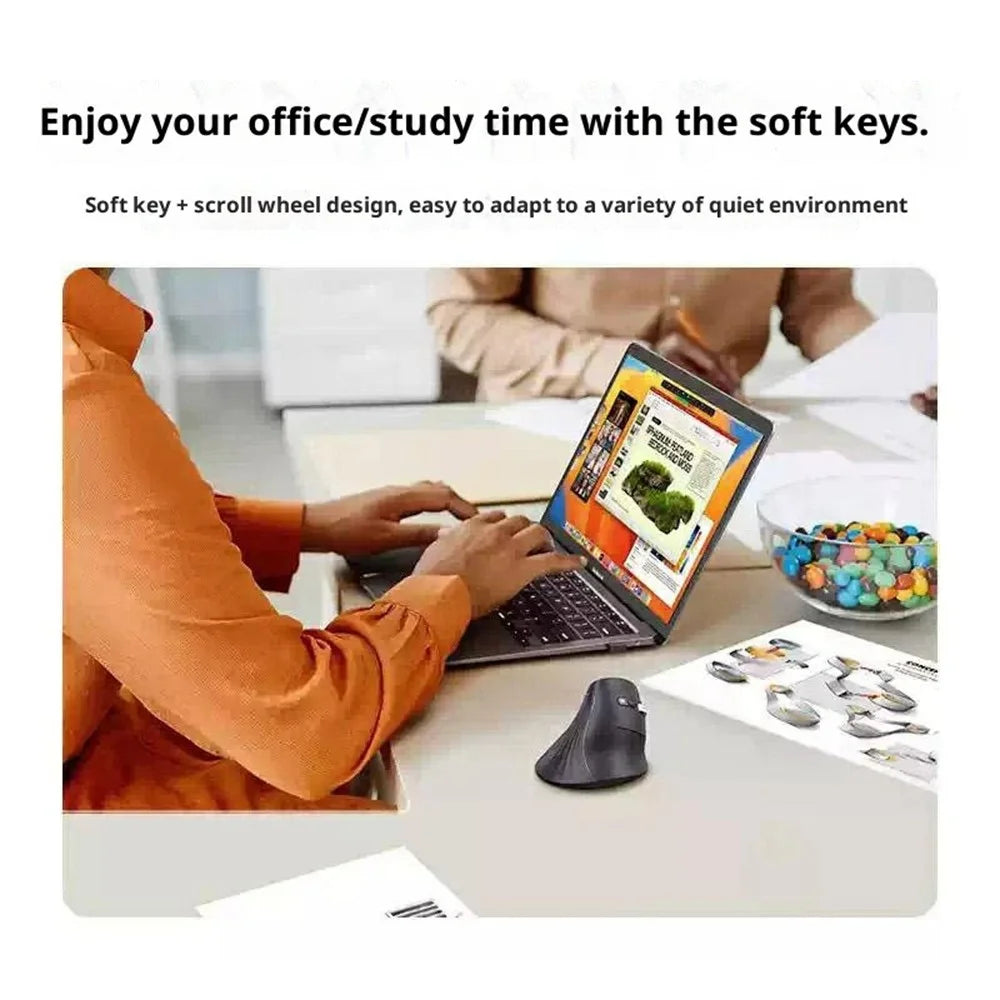 UGREEN MU008 45388 Vertical Ergonomic Mouse Bluetooth-compatible / 2.4G Dual Mode 4000DPI Wireless Mouse - Black - 6