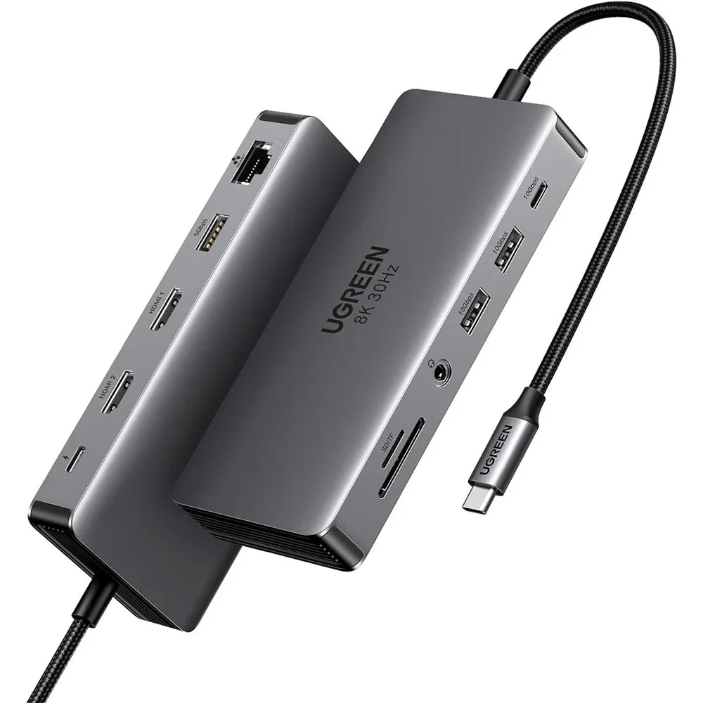 UGREEN 15965  11 in 1 USB-C Hub Dual HD USB-A / USB-C 3.2 Ethernet Adapter SD / TF Card Reader with 3.5mm Audio Port - 1