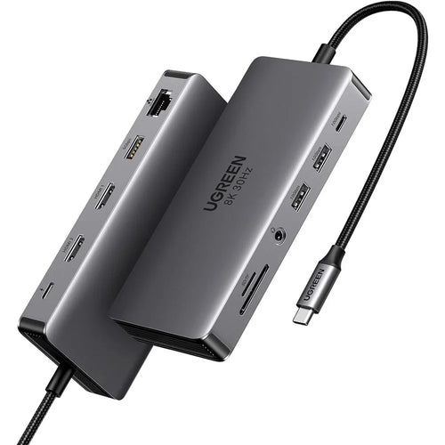 UGREEN 15965  11 in 1 USB-C Hub Dual HD USB-A / USB-C 3.2 Ethernet Adapter SD / TF Card Reader with 3.5mm Audio Port - 1