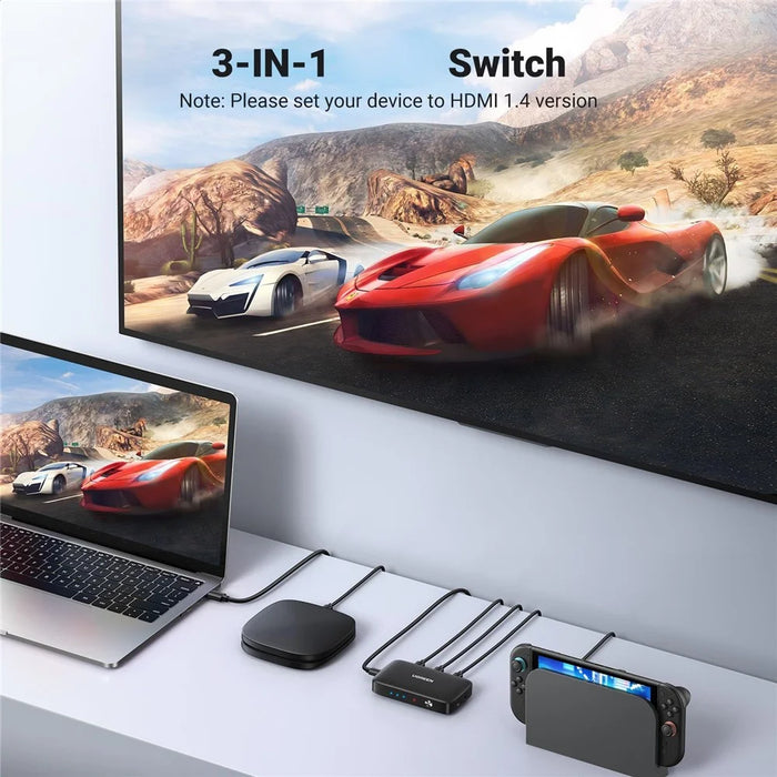 UGREEN CM332-80125 3 Input 1 Output HD Switch 4K 30Hz Remote Control Splitter Switcher for Gaming Console TV PC - 3