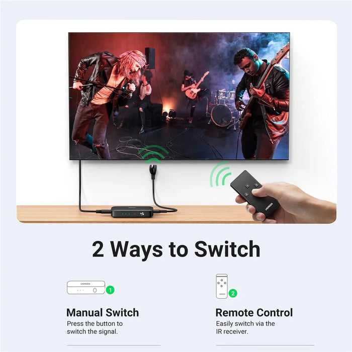 UGREEN CM332-80125 3 Input 1 Output HD Switch 4K 30Hz Remote Control Splitter Switcher for Gaming Console TV PC - 5