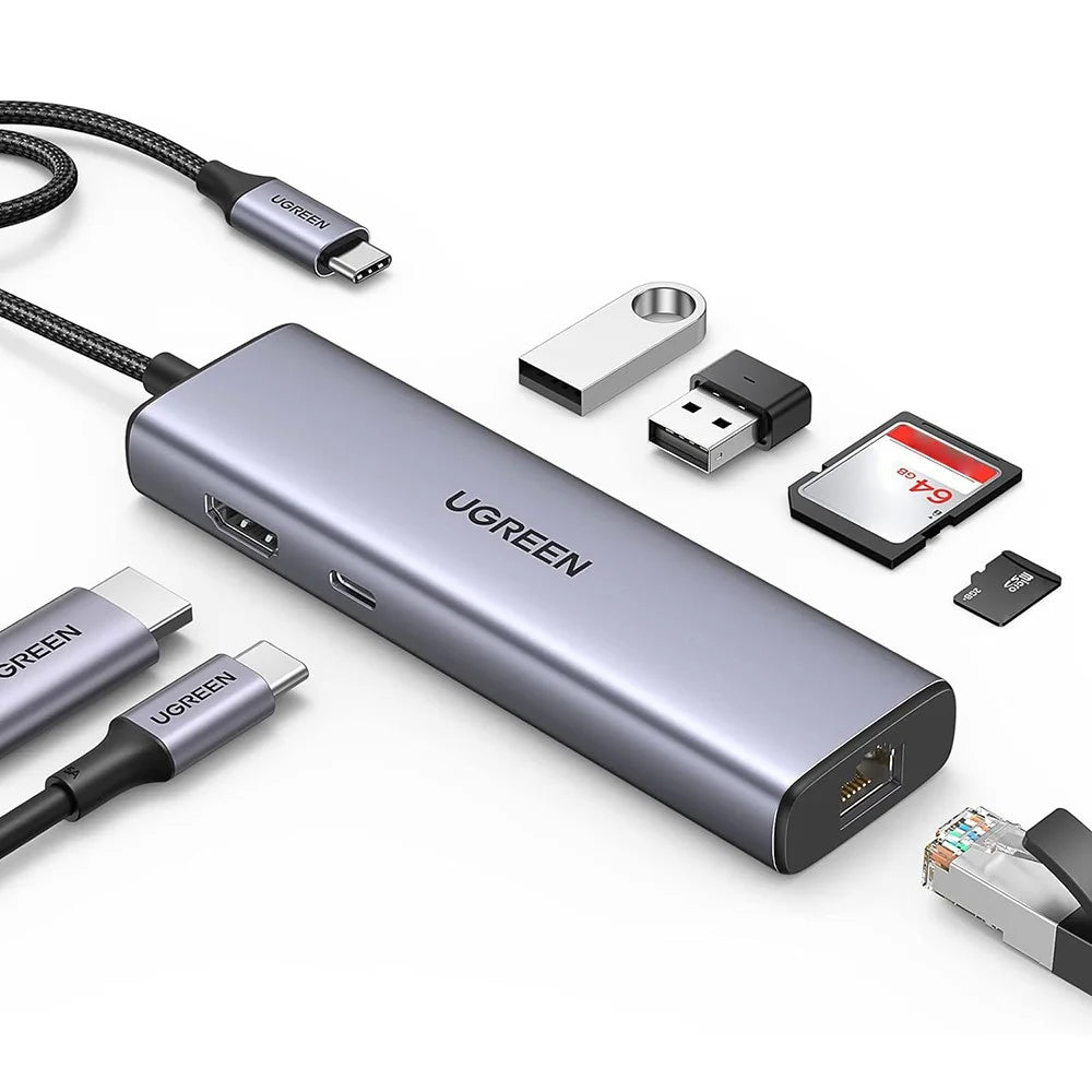UGREEN CM512 90568 7 in 1 USB-C Hub Type-C to 4K / 30Hz HD USB 3.0 PD 100W RJ45 SD / TF Card Reader - 2