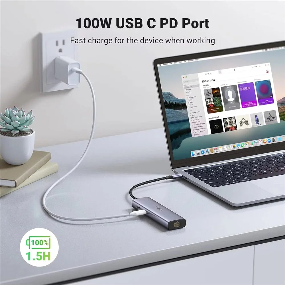 UGREEN CM512 90568 7 in 1 USB-C Hub Type-C to 4K / 30Hz HD USB 3.0 PD 100W RJ45 SD / TF Card Reader - 5