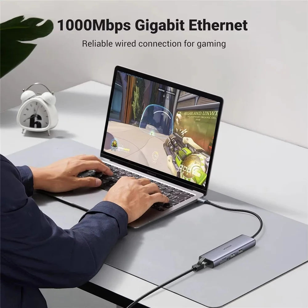 UGREEN CM512 90568 7 in 1 USB-C Hub Type-C to 4K / 30Hz HD USB 3.0 PD 100W RJ45 SD / TF Card Reader - 6