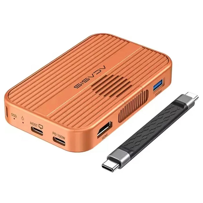 ACASIS EC-1401 10Gbps Magnetic M.2 NVMe SSD Enclosure 6 in 1 USB-C Docking Station with Cooling Fan - Orange - 1