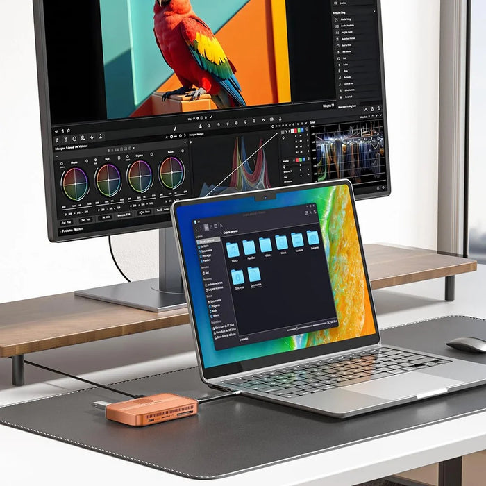 ACASIS EC-1401 10Gbps Magnetic M.2 NVMe SSD Enclosure 6 in 1 USB-C Docking Station with Cooling Fan - Orange - 4