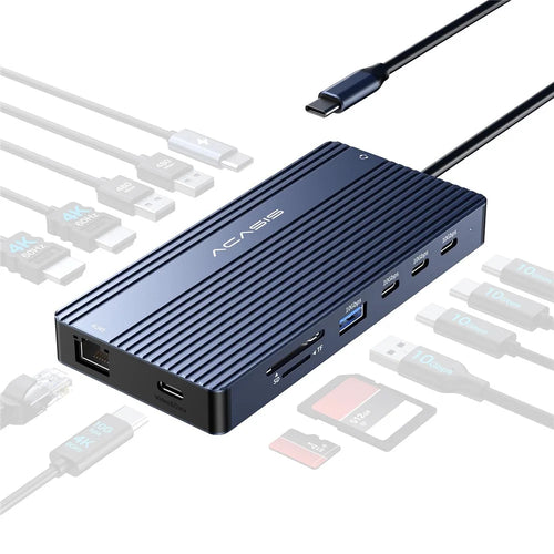 ACASIS DS-0203 14 in 1 USB-C Docking Station 3 Monitor Support 4K / 60Hz HD Hub with PD 100W Ethernet SD / TF Card Reader - 1