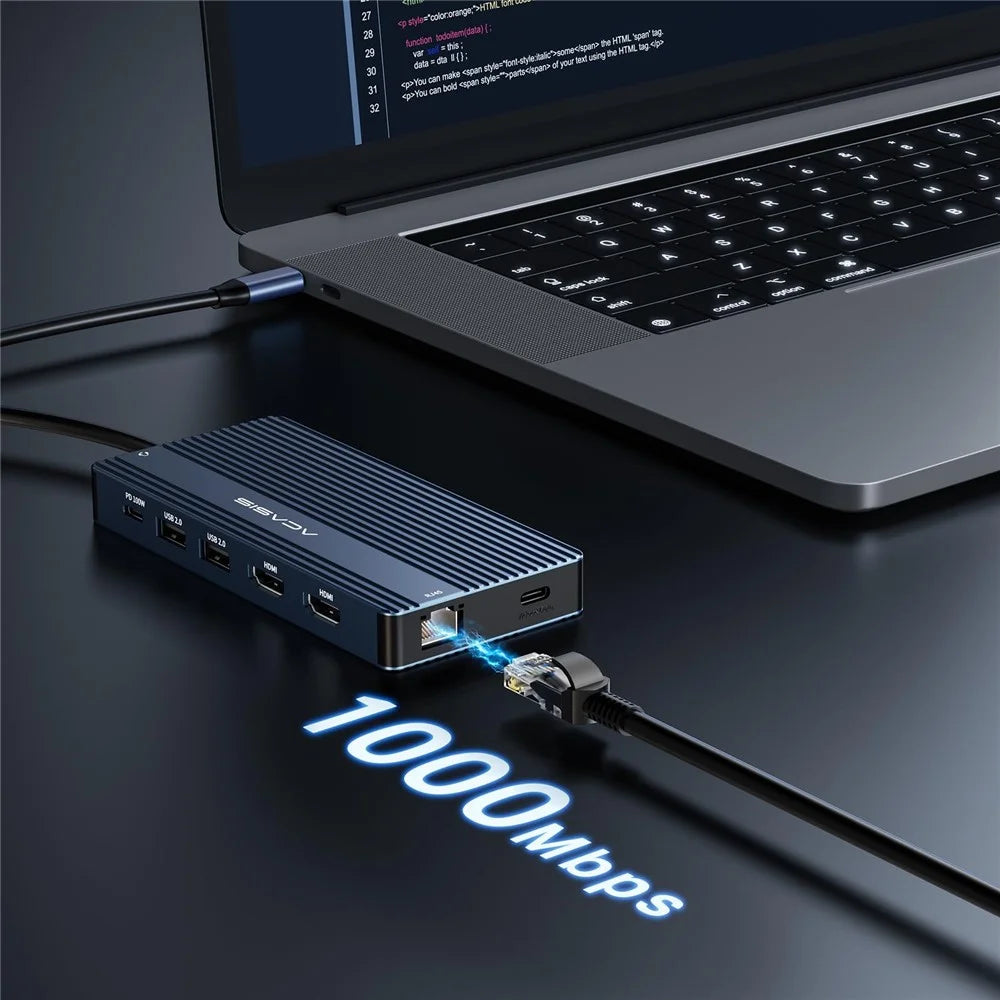 ACASIS DS-0203 14 in 1 USB-C Docking Station 3 Monitor Support 4K / 60Hz HD Hub with PD 100W Ethernet SD / TF Card Reader - 6