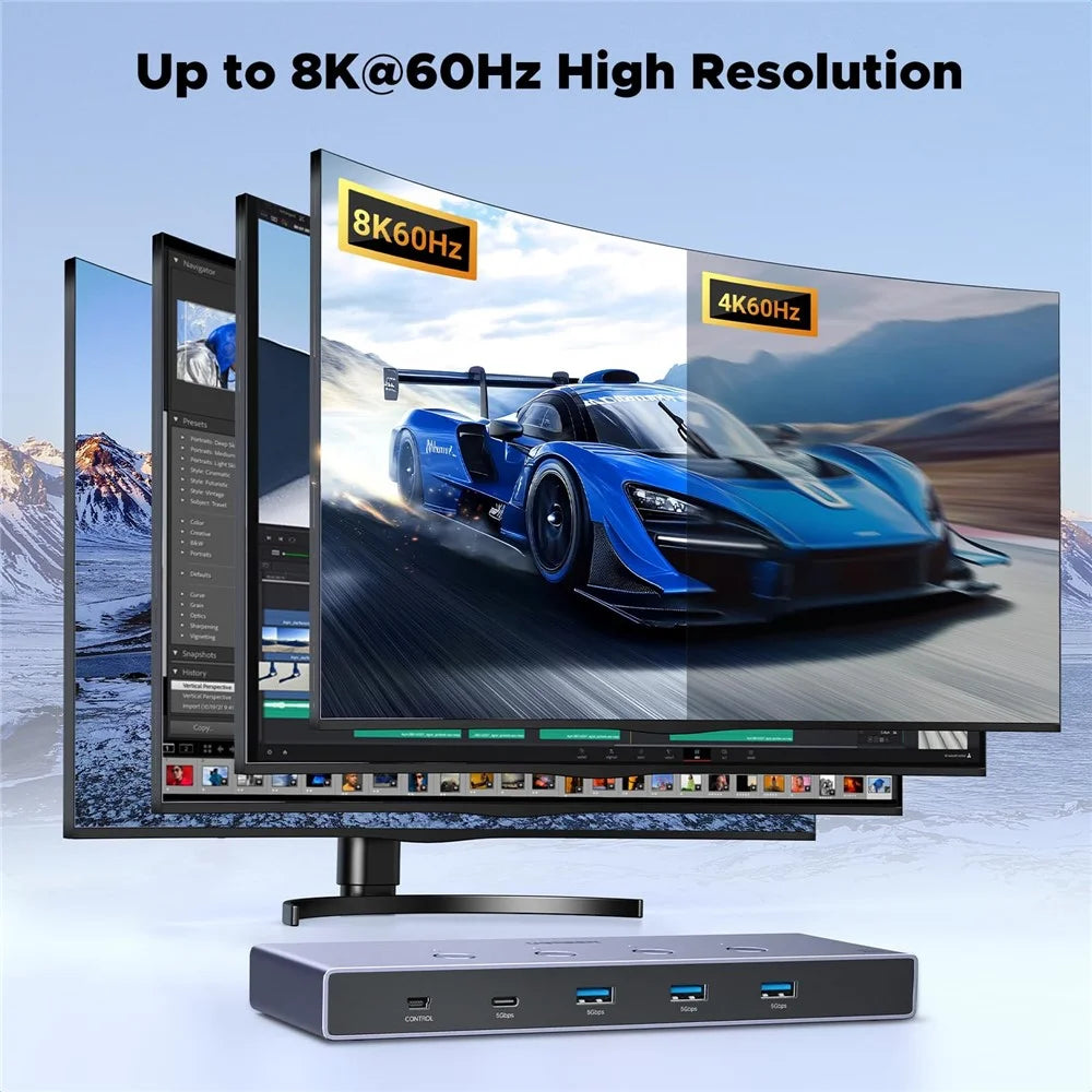UGREEN AK701 35986 4 in 1 out 8K /  60Hz HD 2.1 KVM Switch 4 Computers Share 1 Monitor for Gaming Office - 4