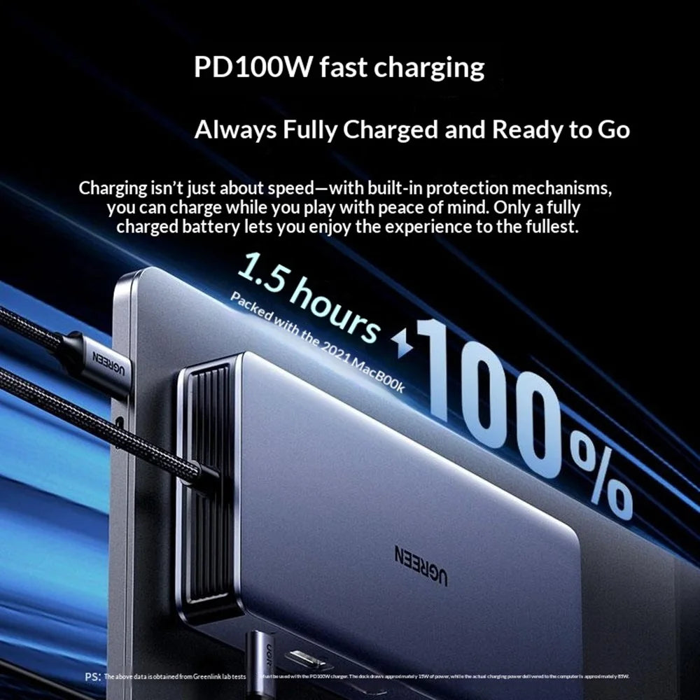 UGREEN CM681 15978 Docking Station 13 in 1 USB-C Hub 4K / 60Hz Dual HD DP PD 100W Fast Charging for Laptop - 3