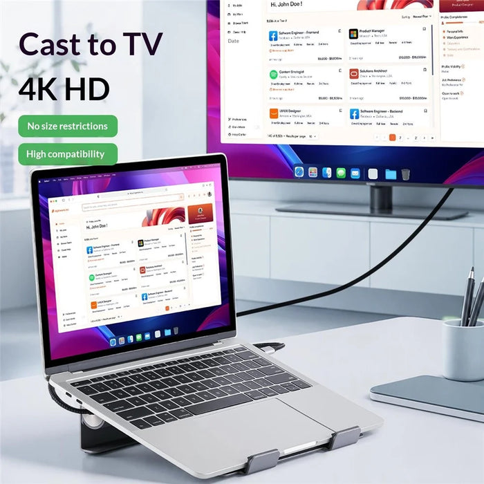 2601 Laptop Stand with Docking Station 11 in 1 PD 100W 4K HD DP RJ45 USB-C Hub - Grey - 4