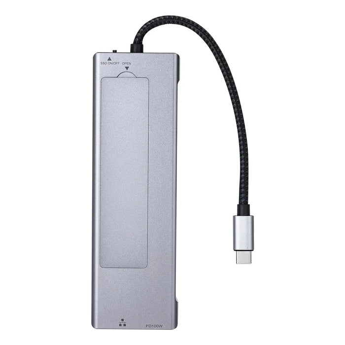 2529 9 in 1 USB 3.2 Hub M.2 NVMe SSD Enclosure Type-C Docking Station Ethernet HD 4K 60Hz PD 100W - Grey - 3