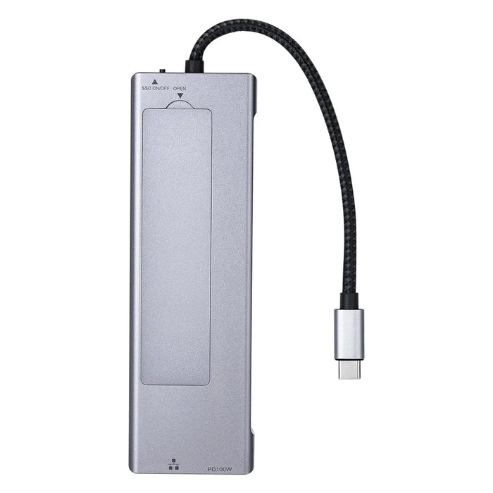 2605 USB 3.2 Hub 8 in 1 Type-C Docking Station Card Reader 4K HD M.2 NVMe Enclosure for Laptop - Grey - 7