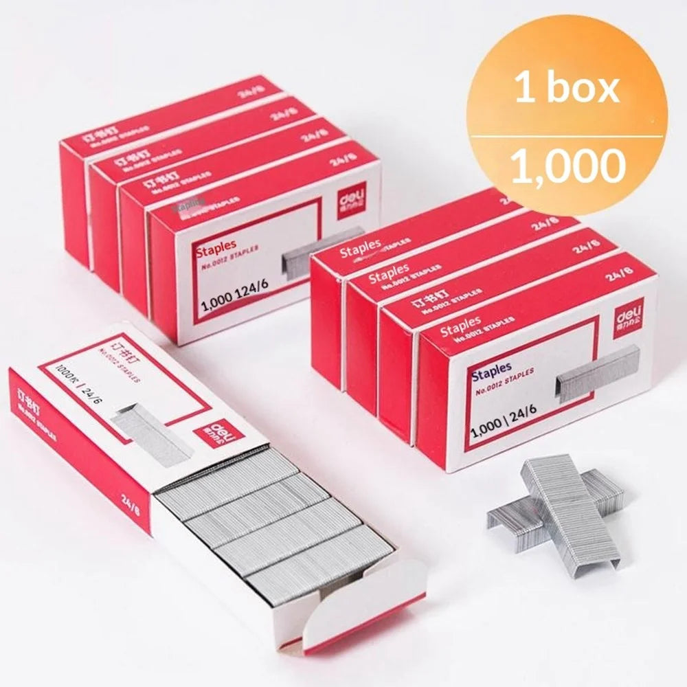 DELI 0012 1000Pcs / Box 24 / 6 Standard Staples Rust-Resistant High-Strength Steel Staples - 7