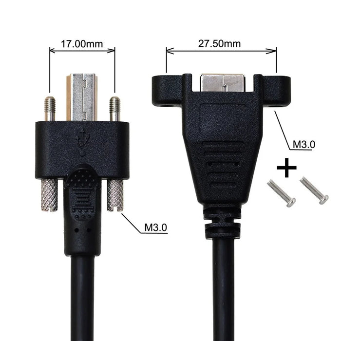 U3-007-0.5M Dual Thumbscrews USB 3.0 Back Panel Mount B Male to Female B Type Extension Cable 0.5m - 2
