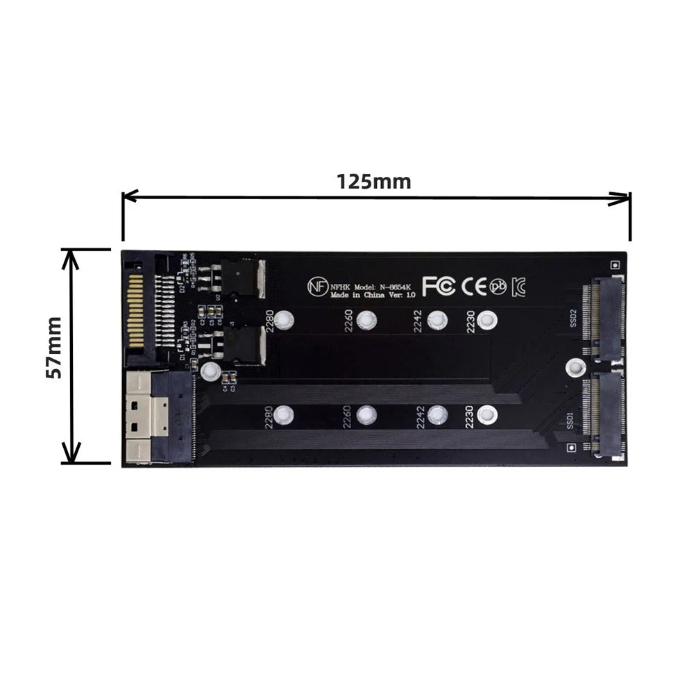 SA-014 Dual 2X NVME M.2 AHCI to PCIE Express 3.0 4.0 Slimline SFF-8654 8X Raid Card VROC Raid0 Hyper Adapter - 6