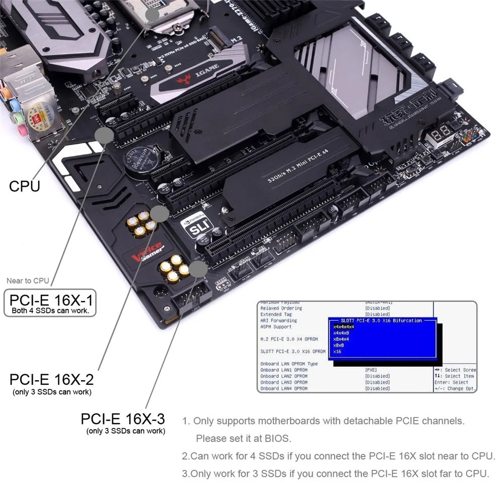 SA-014 Dual 2X NVME M.2 AHCI to PCIE Express 3.0 4.0 Slimline SFF-8654 8X Raid Card VROC Raid0 Hyper Adapter - 7