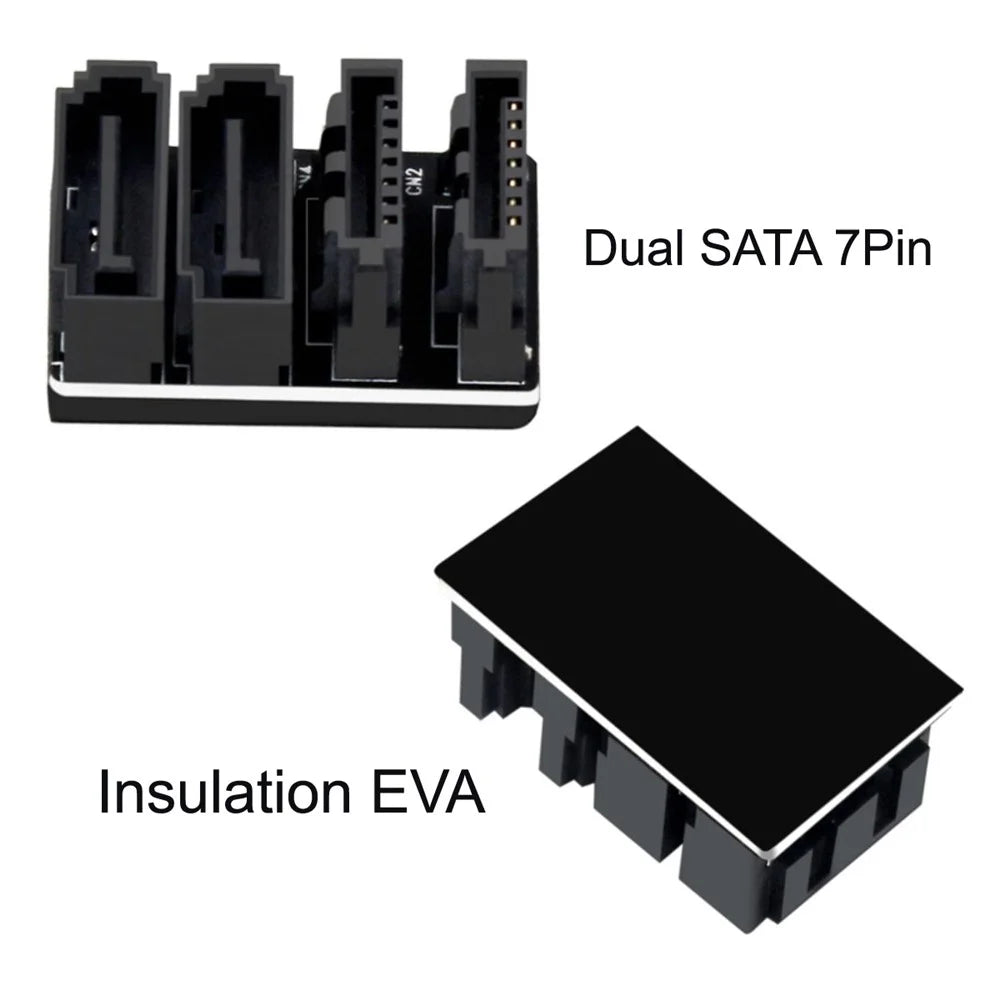 SA-041 360 Degree Angled Dual SATA 7Pin Female to 7Pin Male Adapter Low Profile for Desktops SSD HDD Mainboard Motherboard - 2