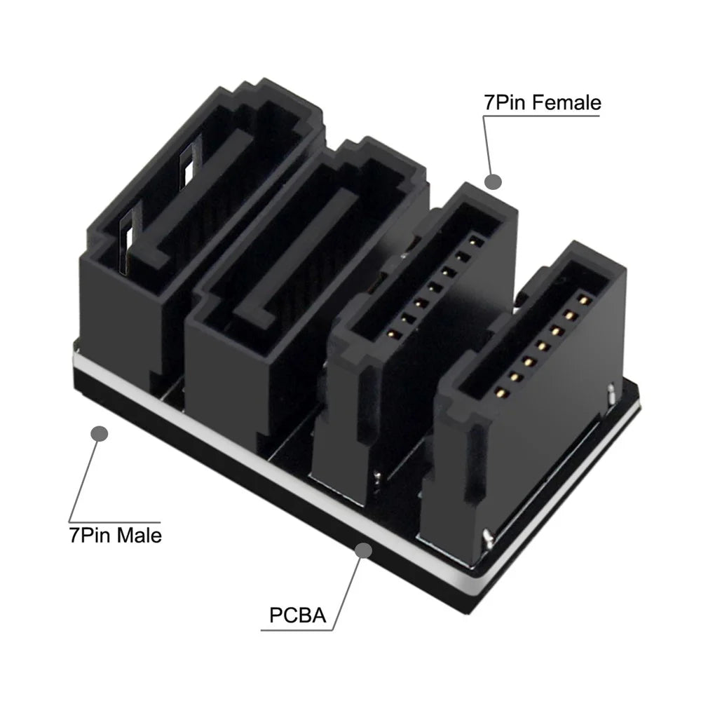 SA-041 360 Degree Angled Dual SATA 7Pin Female to 7Pin Male Adapter Low Profile for Desktops SSD HDD Mainboard Motherboard - 3