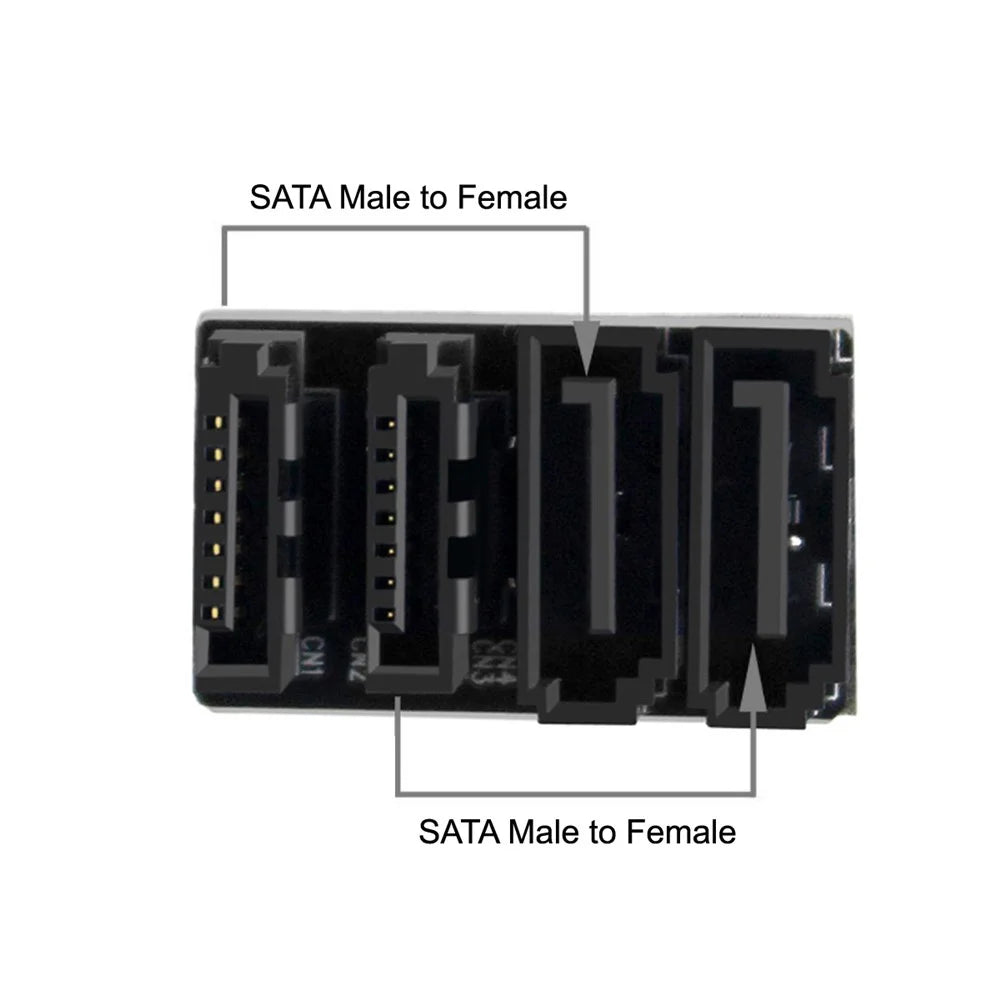 SA-041 360 Degree Angled Dual SATA 7Pin Female to 7Pin Male Adapter Low Profile for Desktops SSD HDD Mainboard Motherboard - 4
