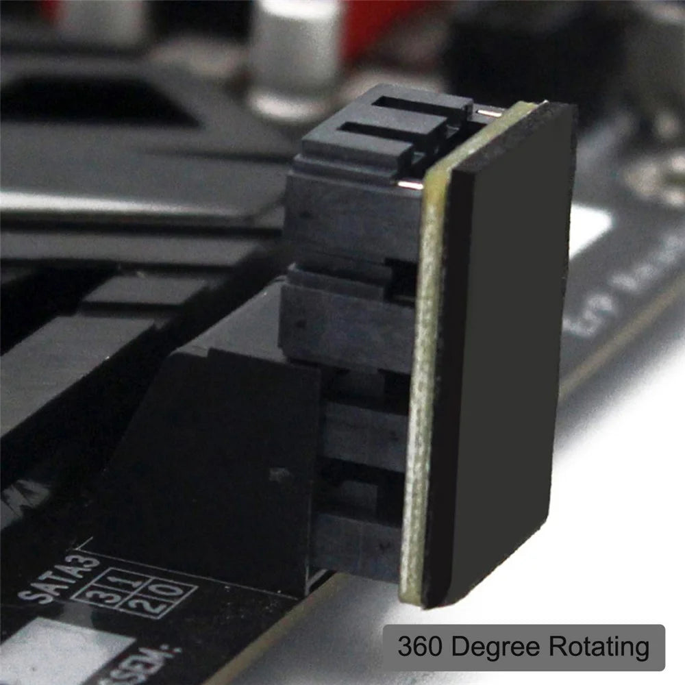 SA-041 360 Degree Angled Dual SATA 7Pin Female to 7Pin Male Adapter Low Profile for Desktops SSD HDD Mainboard Motherboard - 6