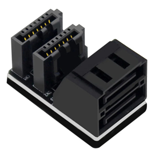 SA-051 Dual SATA 7Pin Female to 7Pin Male Vertical 90 Degree Angled Adapter Low Profile for Desktops SSD HDD Mainboard Motherboard - 1