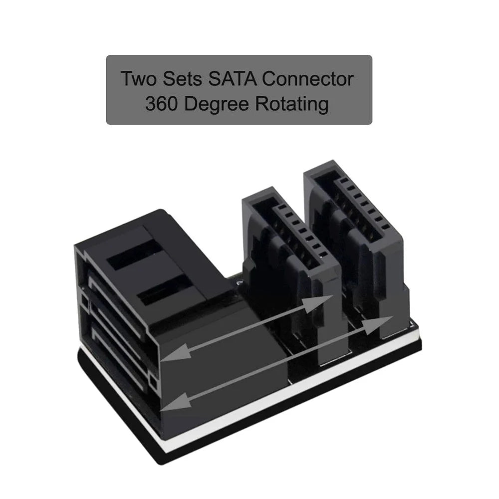SA-051 Dual SATA 7Pin Female to 7Pin Male Vertical 90 Degree Angled Adapter Low Profile for Desktops SSD HDD Mainboard Motherboard - 3