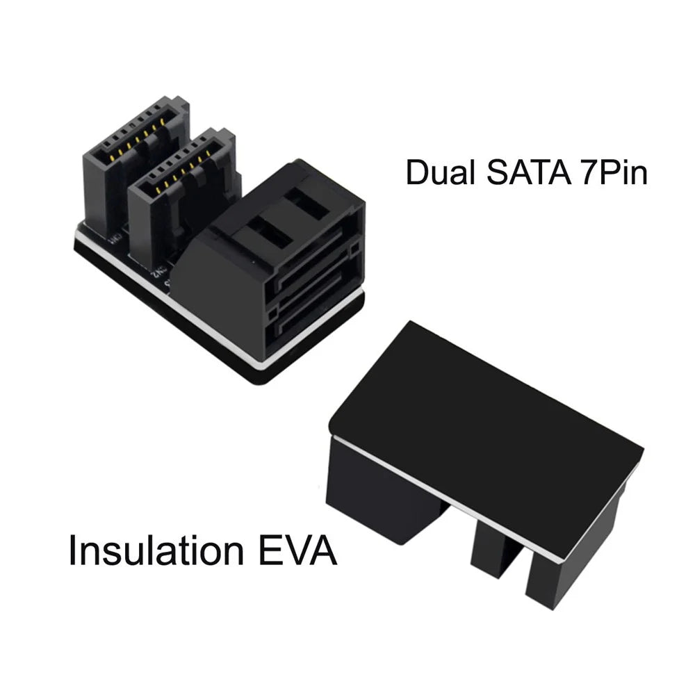 SA-051 Dual SATA 7Pin Female to 7Pin Male Vertical 90 Degree Angled Adapter Low Profile for Desktops SSD HDD Mainboard Motherboard - 4