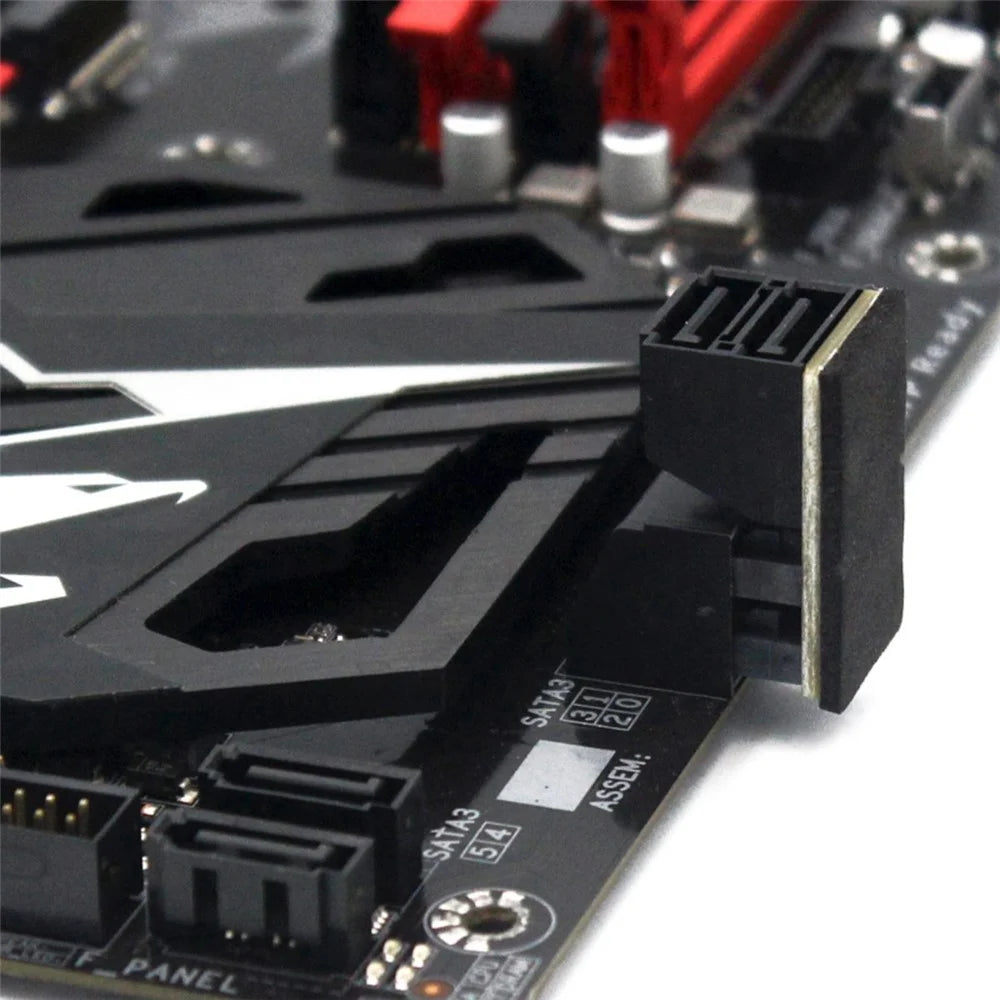 SA-051 Dual SATA 7Pin Female to 7Pin Male Vertical 90 Degree Angled Adapter Low Profile for Desktops SSD HDD Mainboard Motherboard - 6