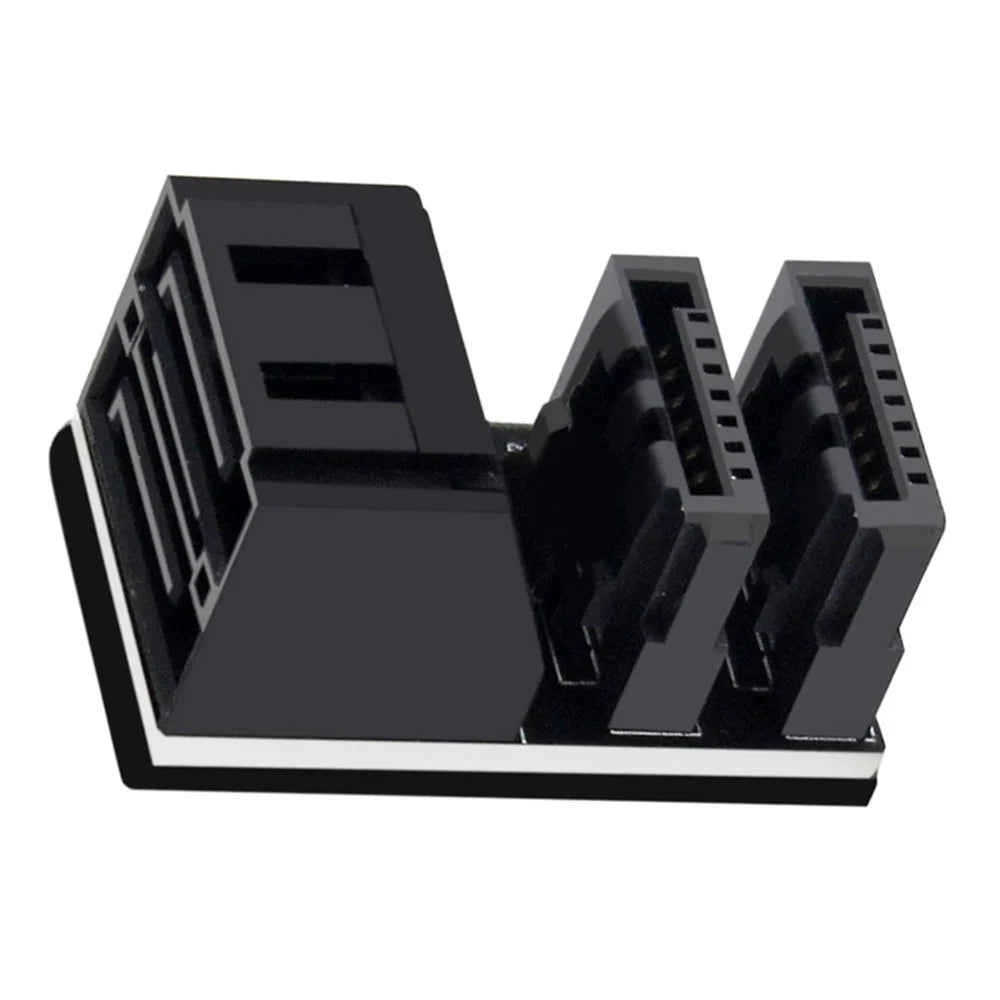 SA-051 Dual SATA 7Pin Female to 7Pin Male Vertical 90 Degree Angled Adapter Low Profile for Desktops SSD HDD Mainboard Motherboard - 7