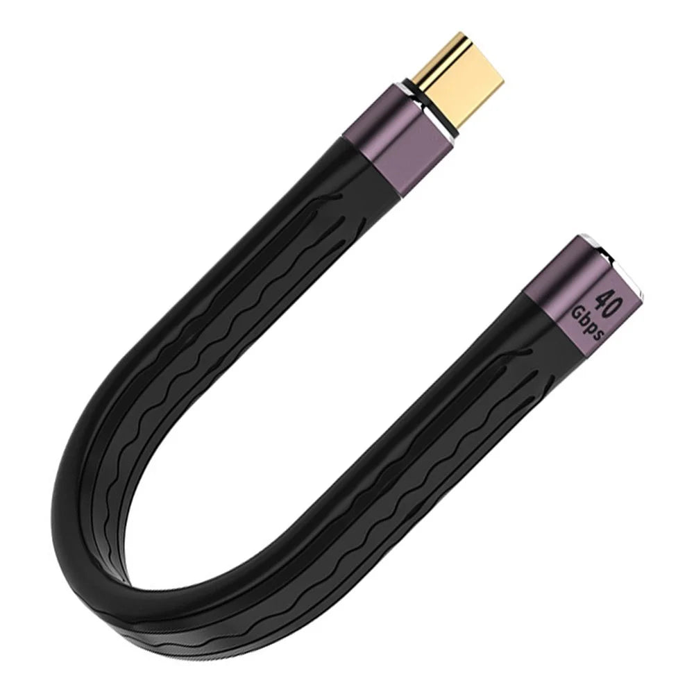 UC-040-0.13M 13cm USB4 Extension Cable Flat Male to Female 40Gbps Support 100W Charging 8K/60Hz Cord Compatible with Thunderbolt3/4 - 1