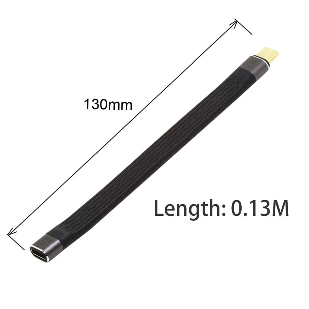 UC-040-0.13M 13cm USB4 Extension Cable Flat Male to Female 40Gbps Support 100W Charging 8K/60Hz Cord Compatible with Thunderbolt3/4 - 3
