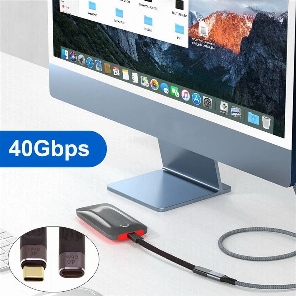 UC-040-0.13M 13cm USB4 Extension Cable Flat Male to Female 40Gbps Support 100W Charging 8K/60Hz Cord Compatible with Thunderbolt3/4 - 7