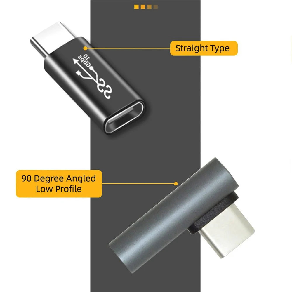 UC-103 2Pcs/Set Elbow USB-C Male to Female + Straight USB-C Male to Female Data Transmission Adapter - 2
