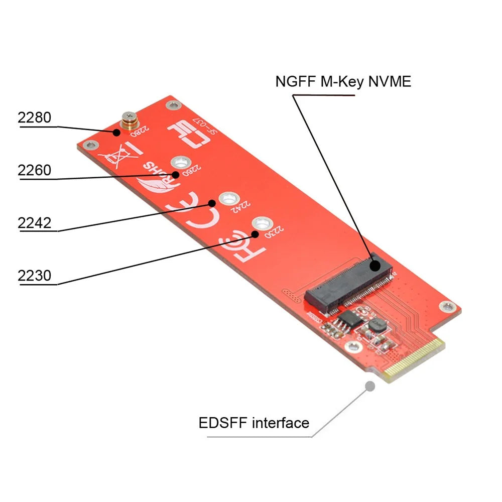 SF-037 NVME M-key Interface SSD to EDSFF E1.S Adapter Card Portable Converter Support M.2 SSD 2280/2260/2242/2230 Format - 2